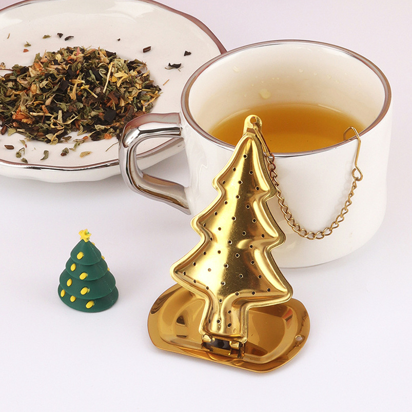 Infusor de Acero Inoxidable Diseño Arbolito - Dorado